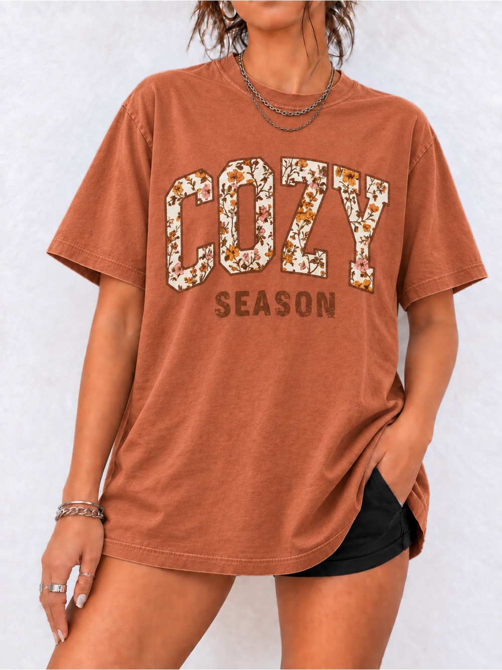 Cozy Season Floral Comfort Colors Tee Cute Fall Unisex T-Shirt
